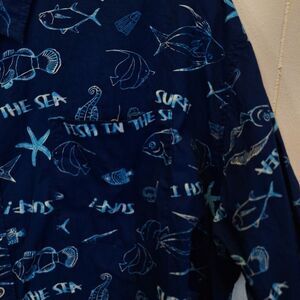 Huntington Beach Club Shirt  Men's 4XL Blue Fish‎ Ocean Print